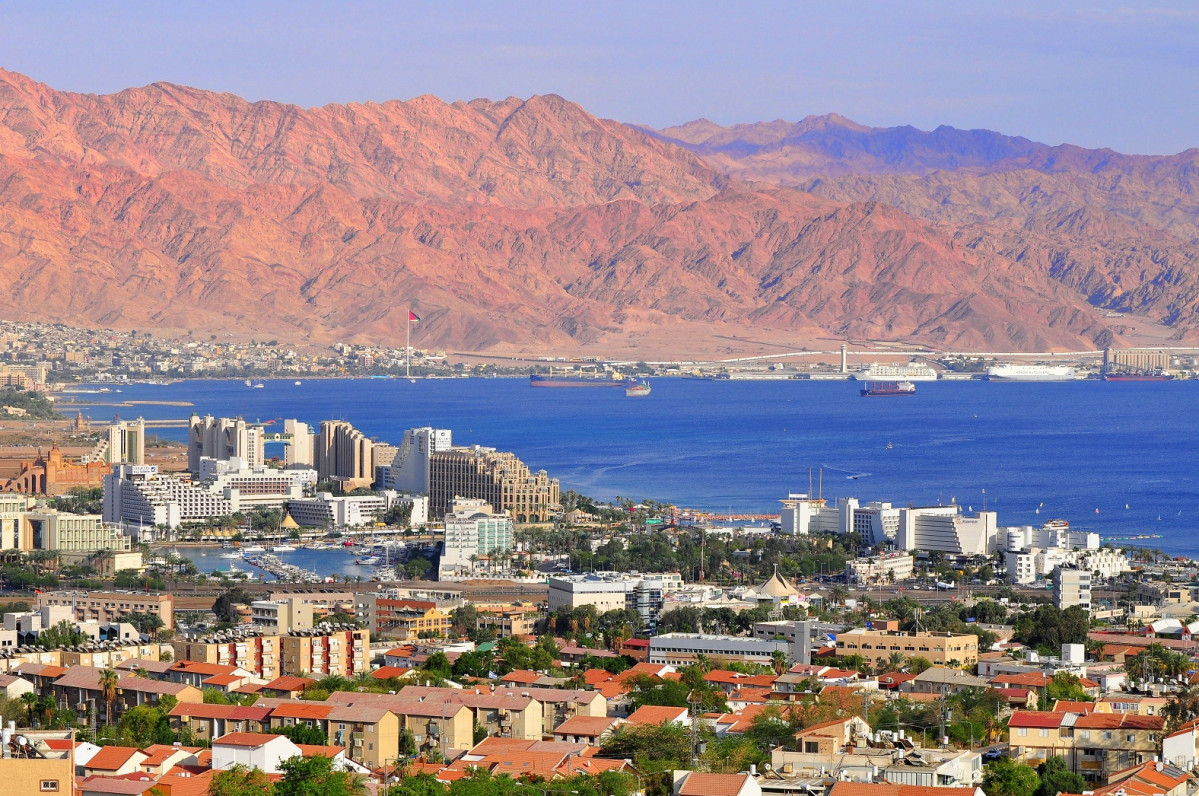 View to Eilat city, famous international resort   the southest city of Israel 1576