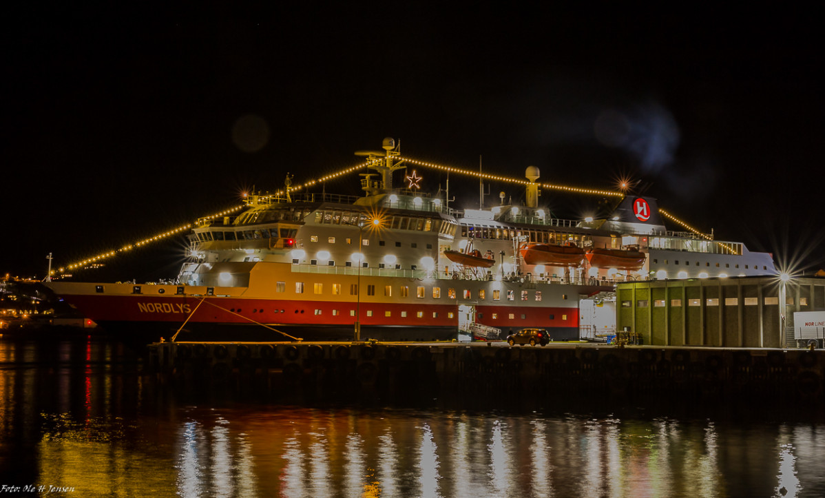 MS Nordlys with christmas lights Norway HGR 109440