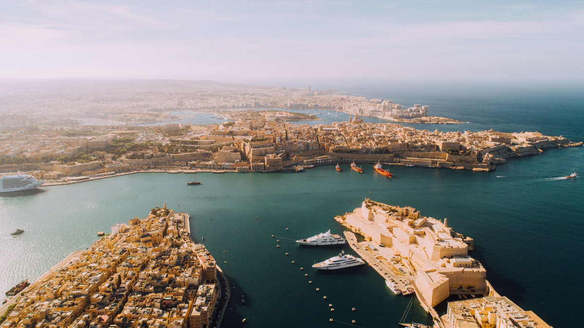 Aerial view of Three Cities overlooking Valletta Harbour