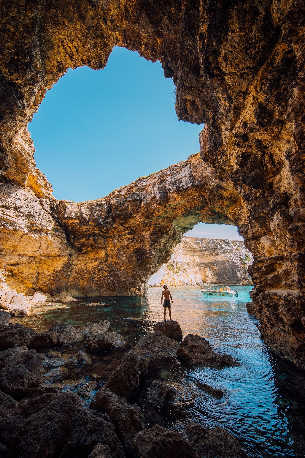 Malt Boat in the caves of Comino