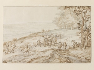 5 Atribuido a Jan Brueghel el Viejo Viajeros en una carretera al borde de una colina sobre 1619 Imagen ©Victoria and Albert Museum
