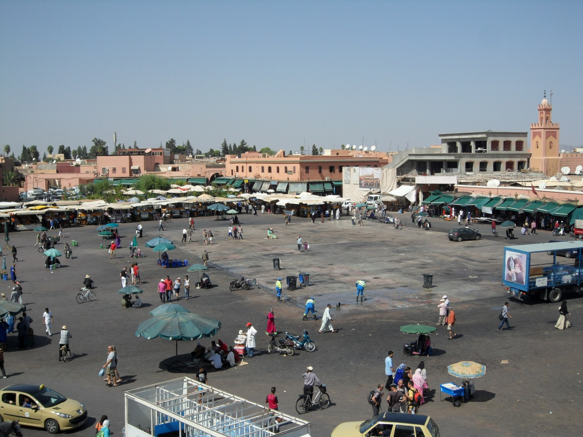 Marruecos Plaza de Jamaa el Fna es la plaza central de Marrakech aas