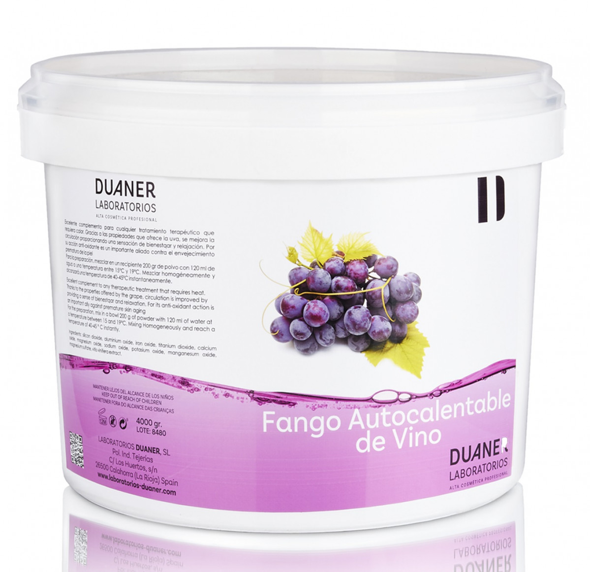 Fango autocalentable de vino