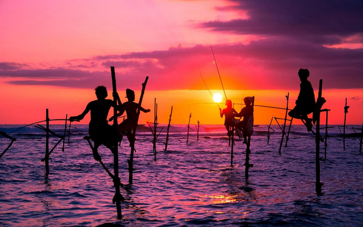 Sri Lanka Pescadores zancudos en Sri Lanka