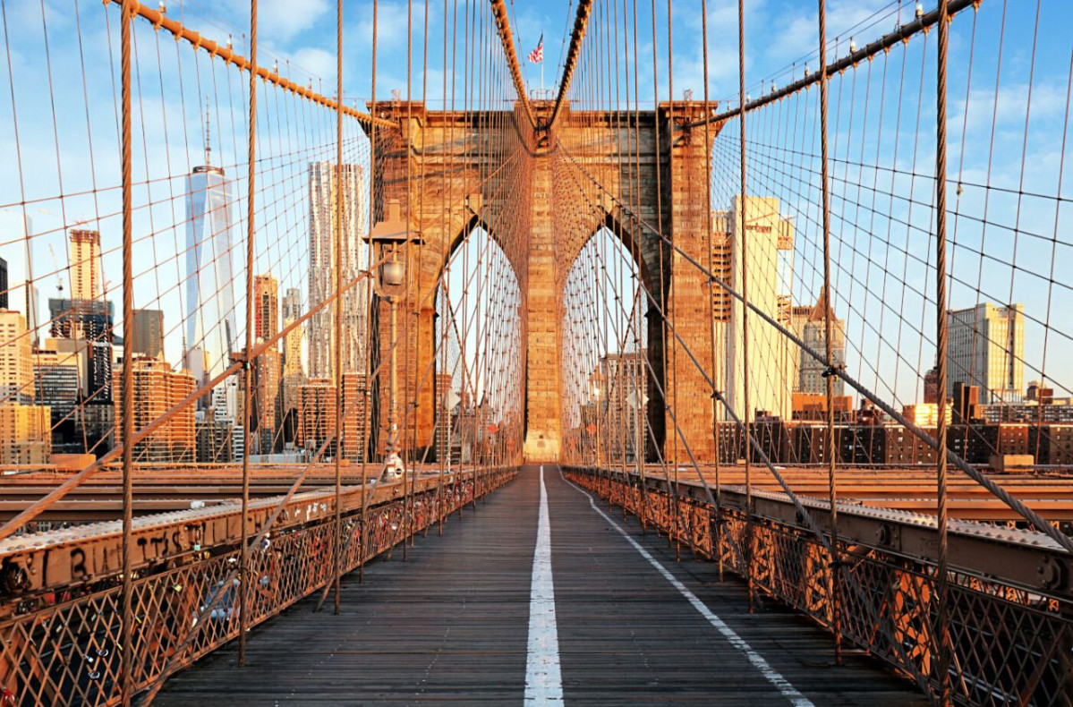 Puente de Brooklyn al atardecer, Nueva York