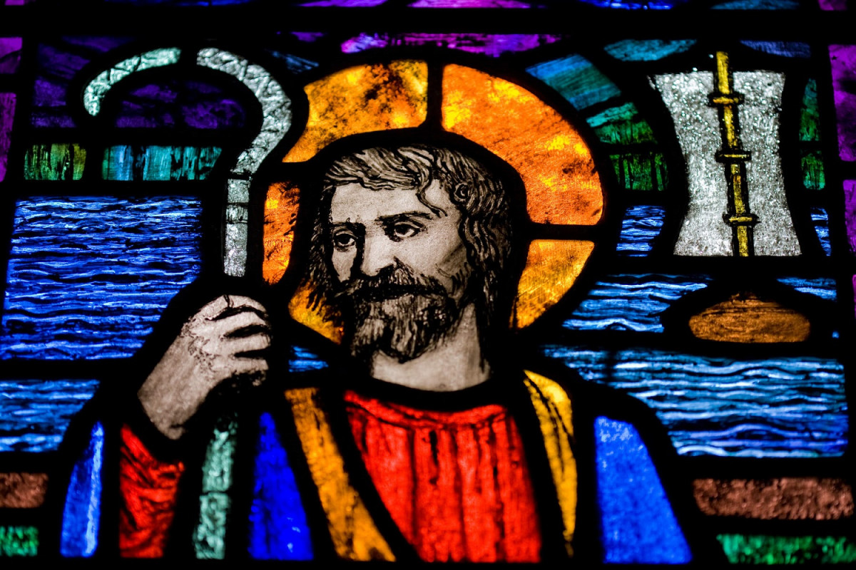 St Patrick, stained glass 1500