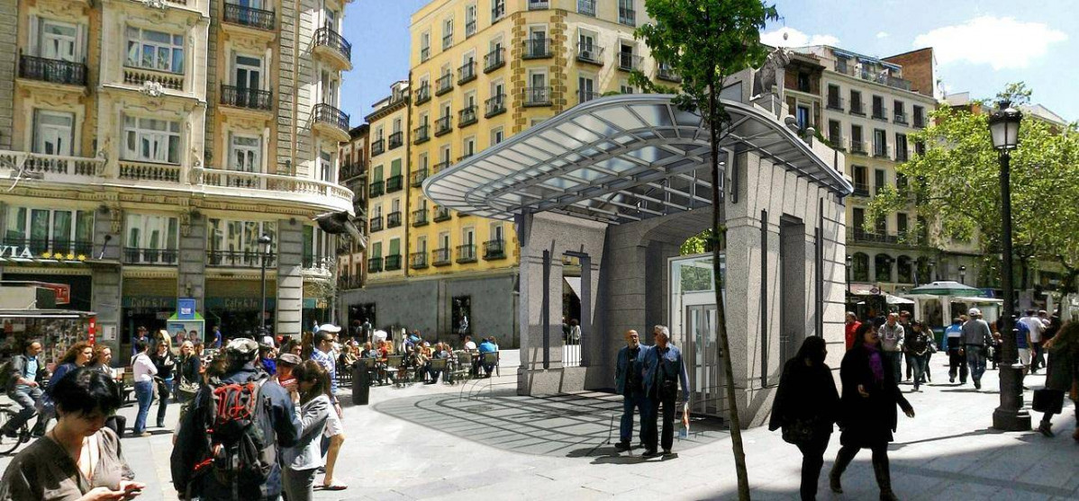 Futura entrada de la estaciu00f3n Gran Vu00eda. Foto de Metro Madrid.