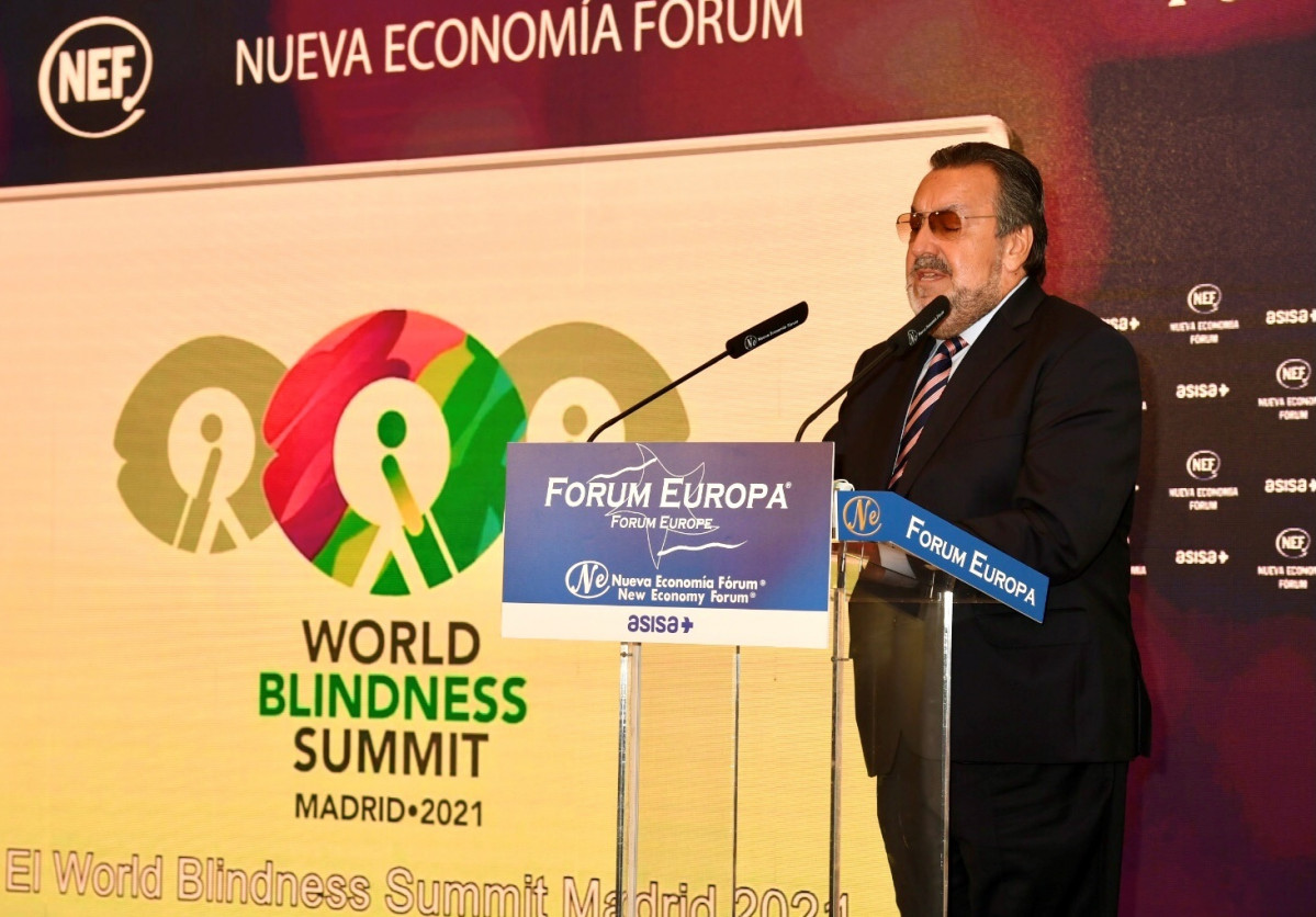Miguel Carballeda, presidente del Grupo Social ONCE, durante su intervenciu00f3n en el Forum Europa