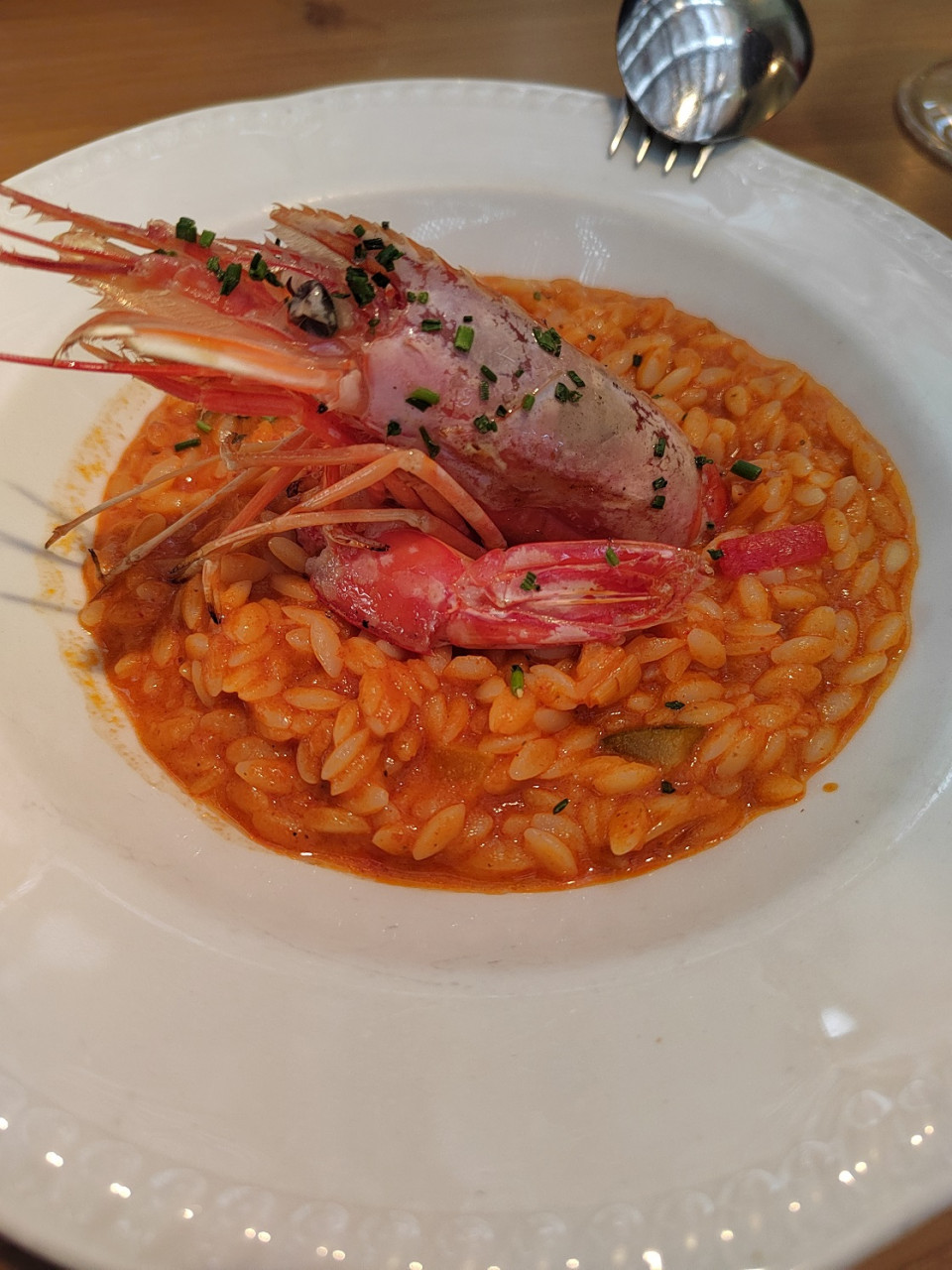 Falso risotto primavera con gambones