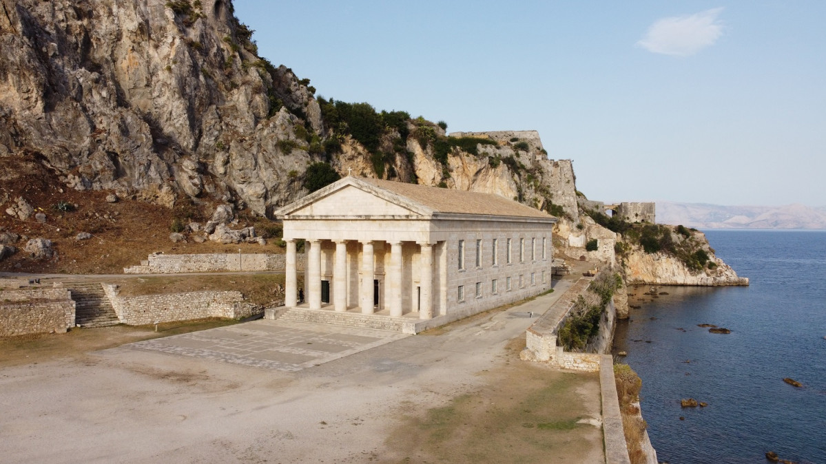 Corfu Church of Saint George of the Old Fortress Corfu from the sky. azar krstic Q4E6pkCzKJk unsplash