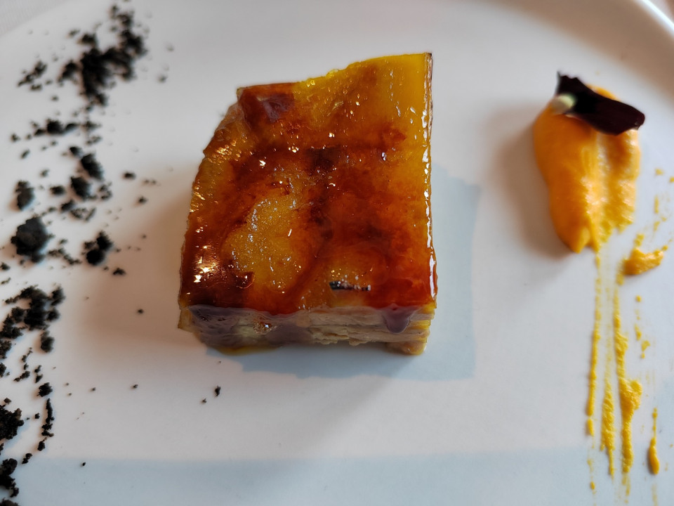 Milhojas foie y mango