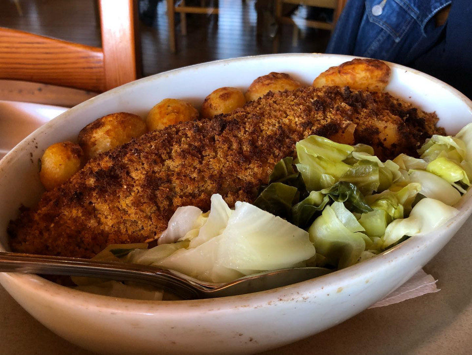 Bacalhau a broa, Restaurante Açude, Ponte de Lima