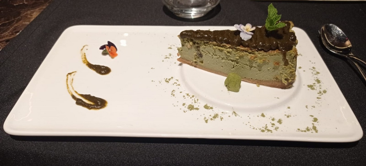 Postre tarta queso con te matcha Monchis