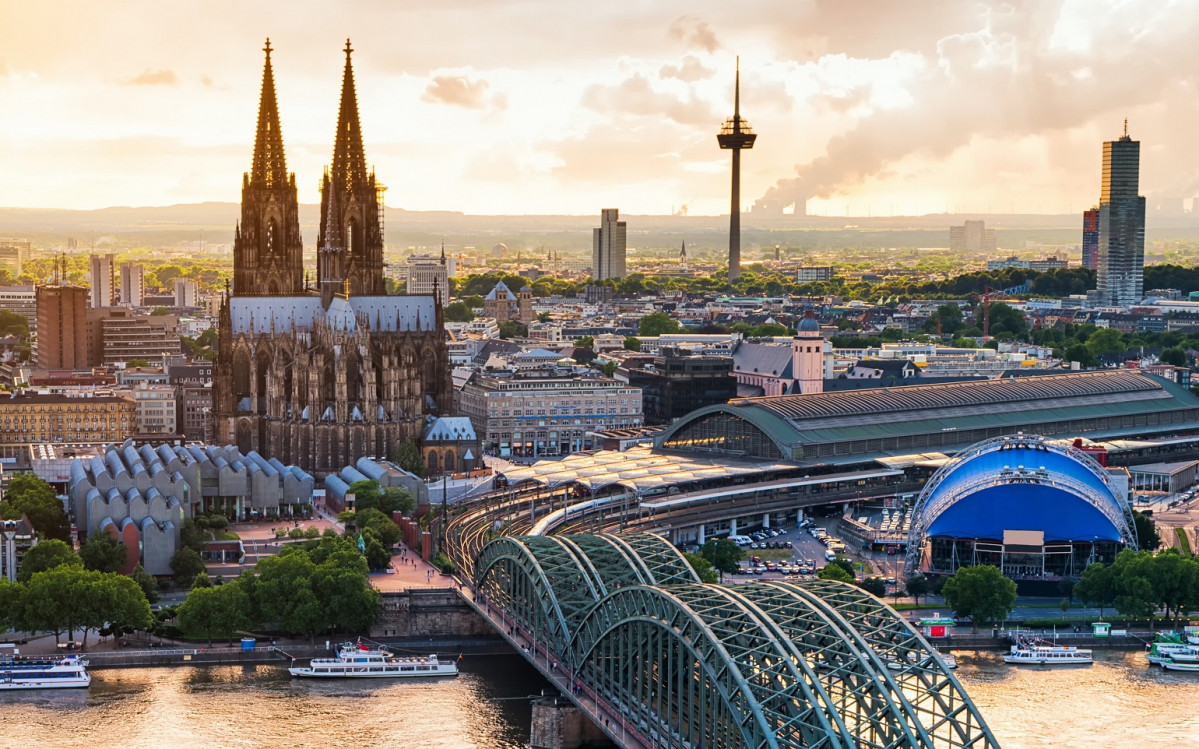 Colonia, Alemania athedral hohenzollern bridge 4k cologne skyline cityscapes