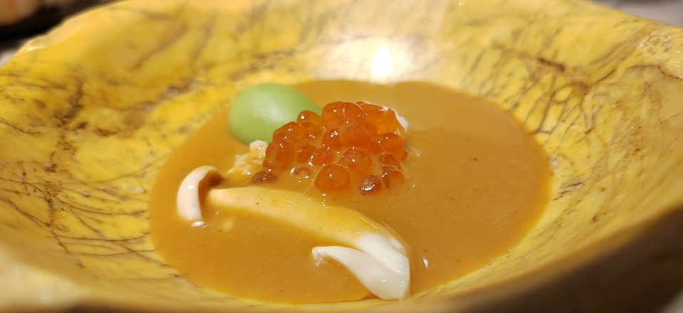 Gazpacho, olivas, tomillo, cangrejo de Biosfera