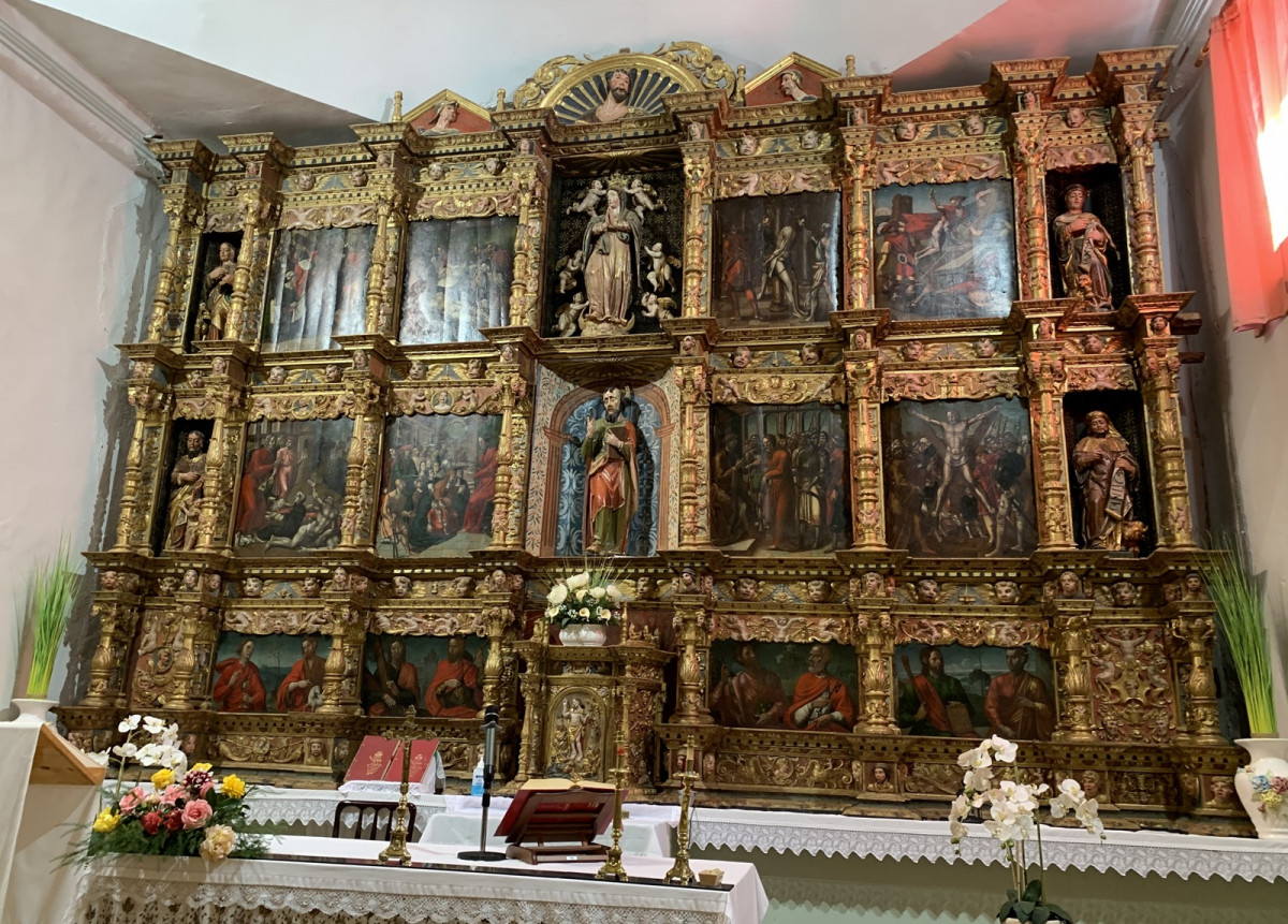 Sahagu00fan, Retablo Renacentista de Joara, en la iglesia de San Andru00e9s (s. XII) obra de Cristobal de Colmenares del 1541