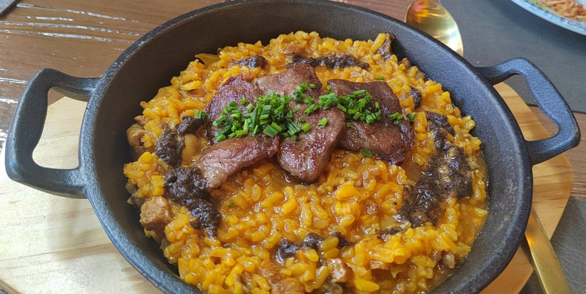 Arroz meloso de presa ibu00e9rica Vainita