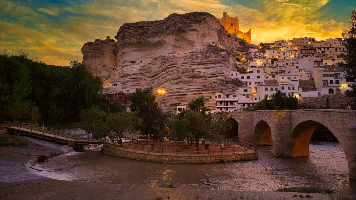 Alcalá del Júcar, Albacete, atardecer