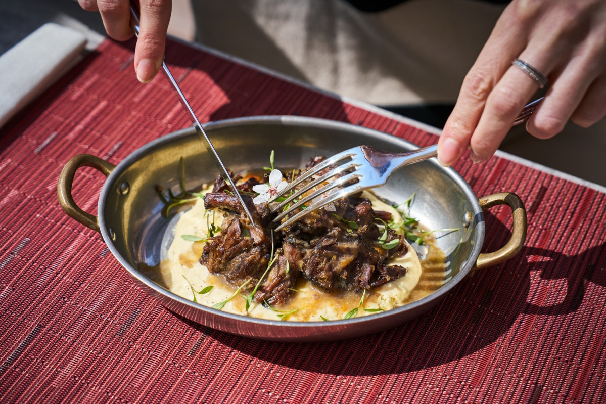 Rabo de toro desmigado con parmentier de patata