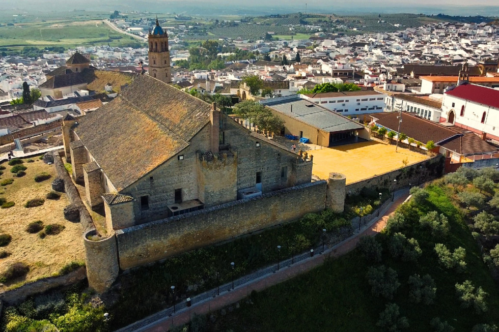 Vista aérea del Castillo y la campiña al fondo