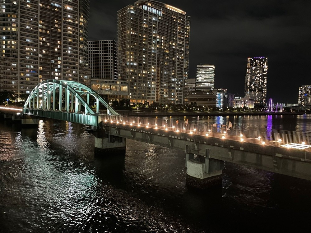 Puente Ferroviario de Harumi Viejo noche